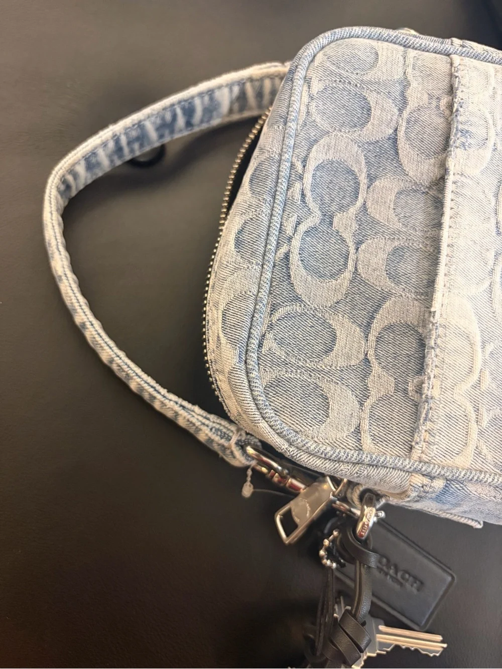 Coach Men’s Messenger Crossbody Bag in Light Blue Denim Signature C Pattern